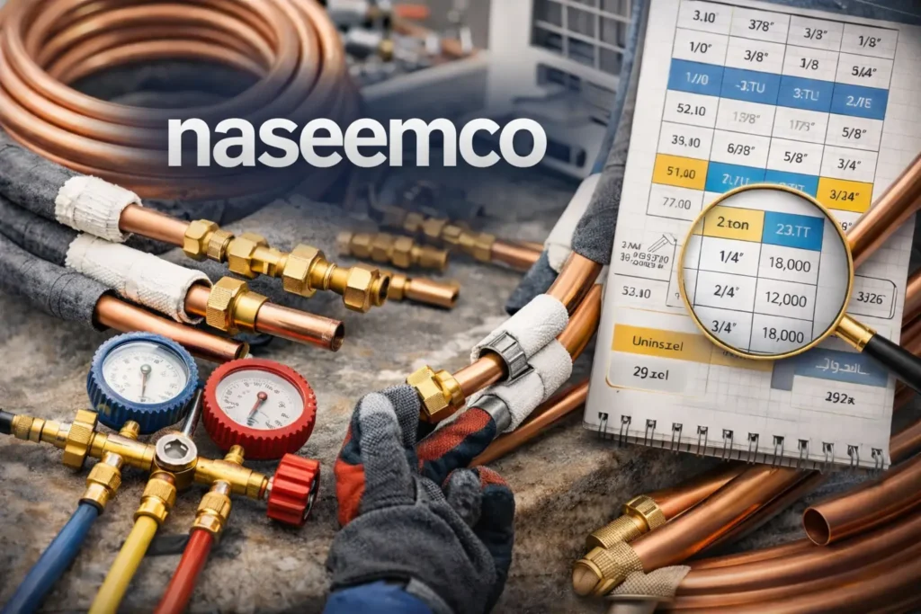 شرح تاسيس مواسير نحاس المكيفات مع توضيح المقاسات والعزل وخطوات التركيب